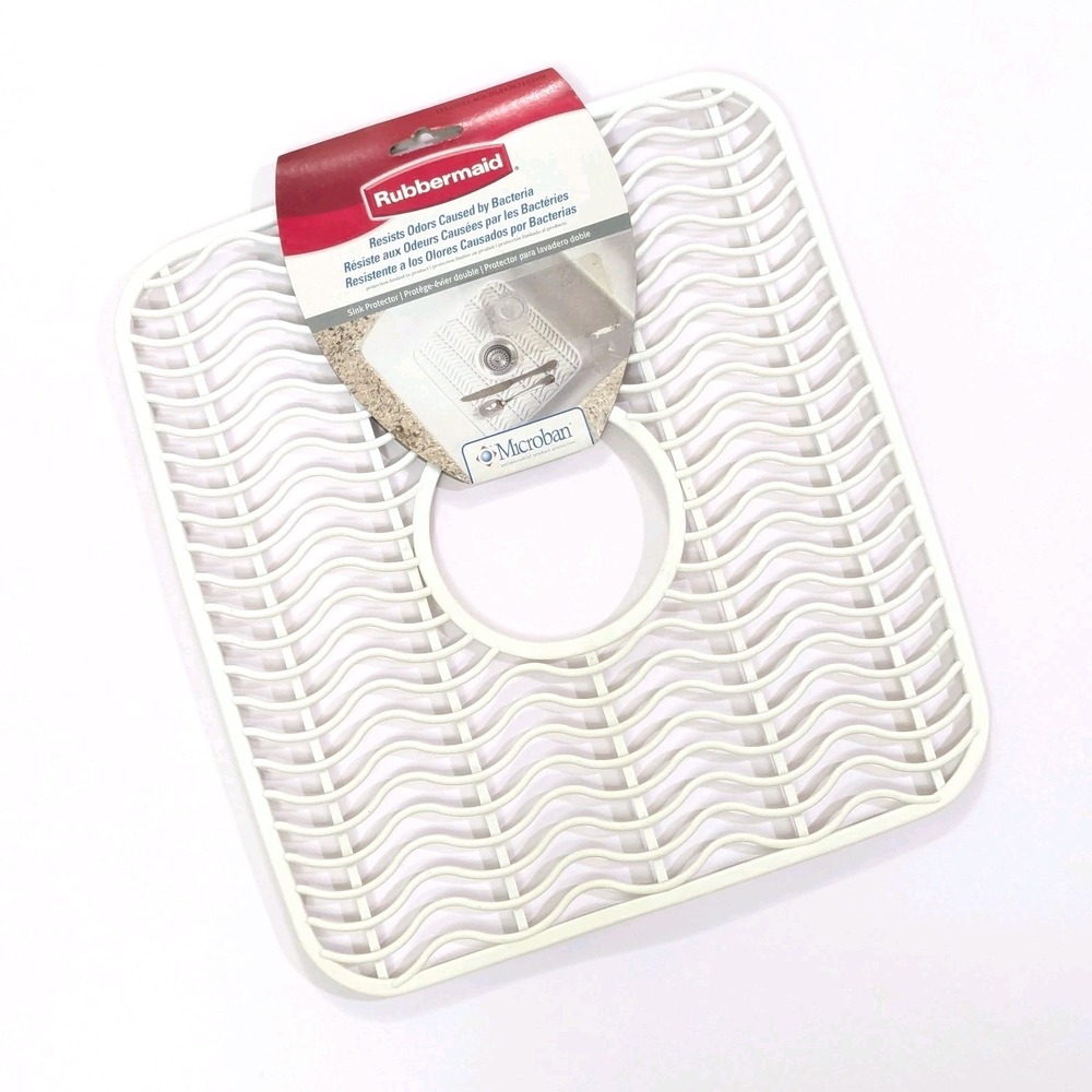 Vintage Rubbermaid Hard Plastic Sink Protector Mat #1295 White Microban NEW 2007